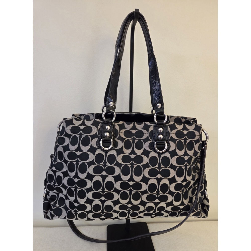 COACH VINTAGE Ashley Carryall Sateen Pleated Signature Bag - Black F15510 - Picture 2 of 9